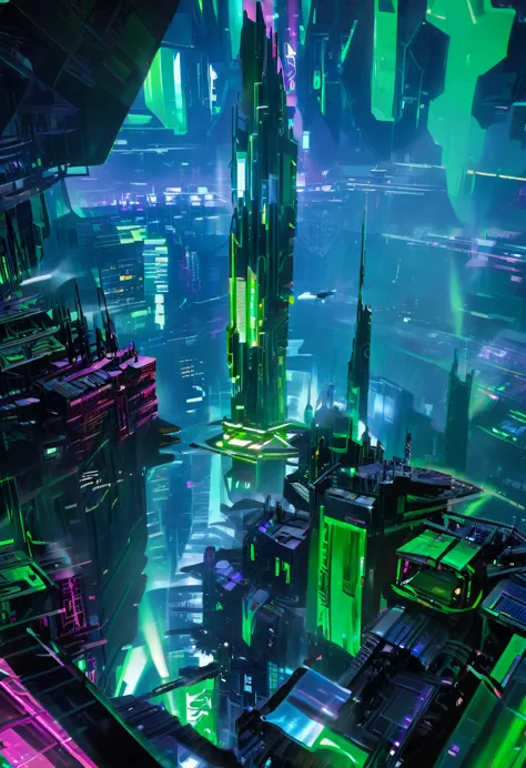 cyber city, City in the Sky, neon, DonMCyb3rSp4c3XL