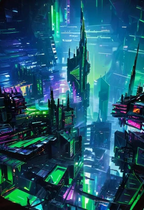 cyber city, city in the sky, neon, donmcyb3rsp4c3xl