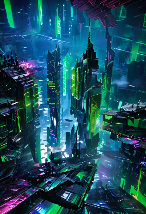 cyber city, City in the Sky, neon, DonMCyb3rSp4c3XL