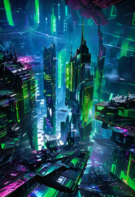 cyber city, city in the sky, neon, donmcyb3rsp4c3xl