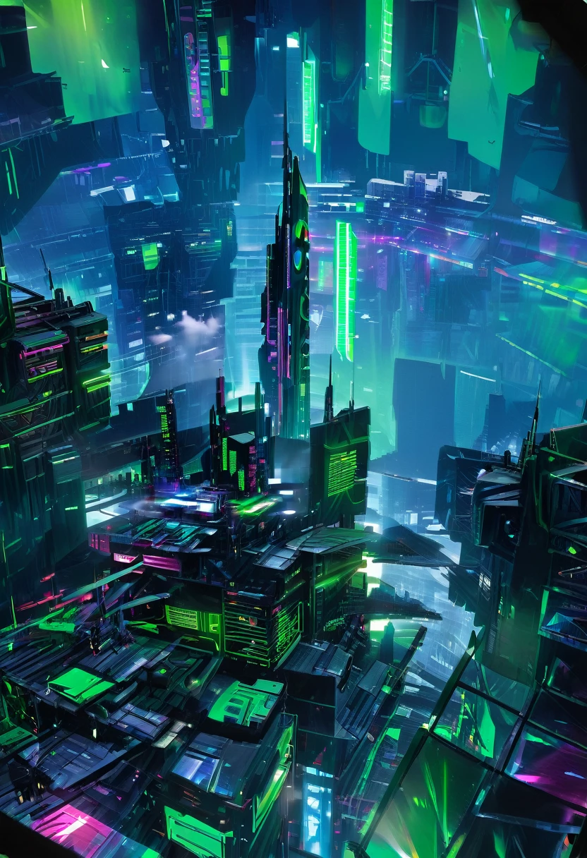 cyber city, City in the Sky, neon, DonMCyb3rSp4c3XL