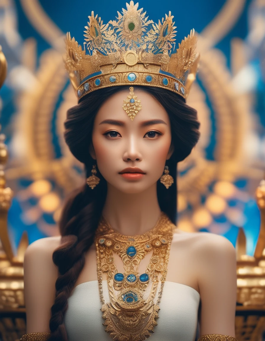 cinematic photo Very detailed portrait of  (((ah、woman))) As a graceful goddess, Decorative crown, Beautiful symmetrical face, Digital Painting, Art Station, Concept Art, Smooth, Clear focus, figure, Greg Rutkowski, art gelm, Global Illumination, Detailed and fantastic . 35mm Photography, movie, Bokeh, Professional, 4K, Very detailed