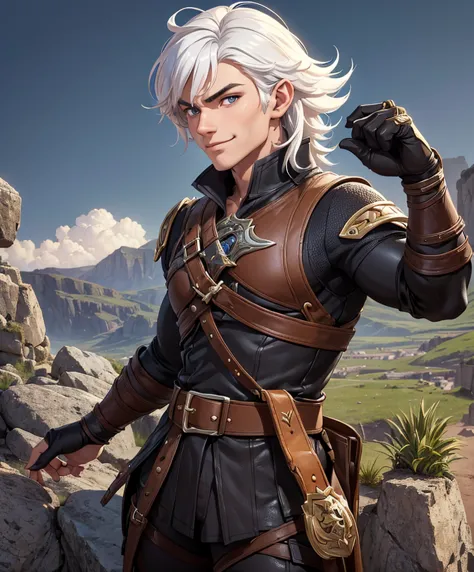 (((Luxurious white hair and sexy smirk.))) (((18 years old.))) (((18yo.))) (((Cute smirk.))) (((Single character image.))) (((1b...