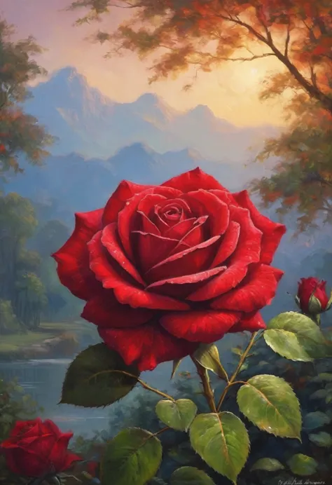 A red rose，Gorgeous background