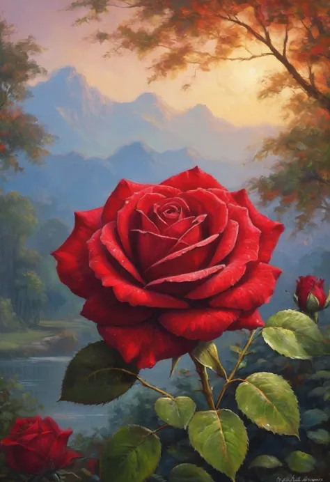 a red rose，gorgeous background