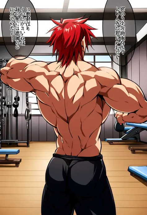 Hanma Yujiro))), male, Red hair, Black pants, The Devil Returns - SeaArt AI