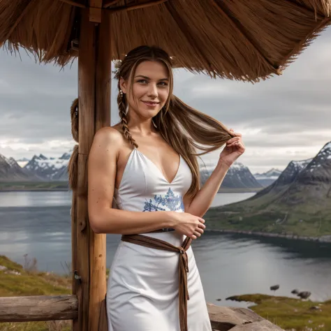 May - Lofoten Islands, Norway
A woman named LaGermania with a happy smilie poses for a chic calendar photoshoot on a remote isla...
