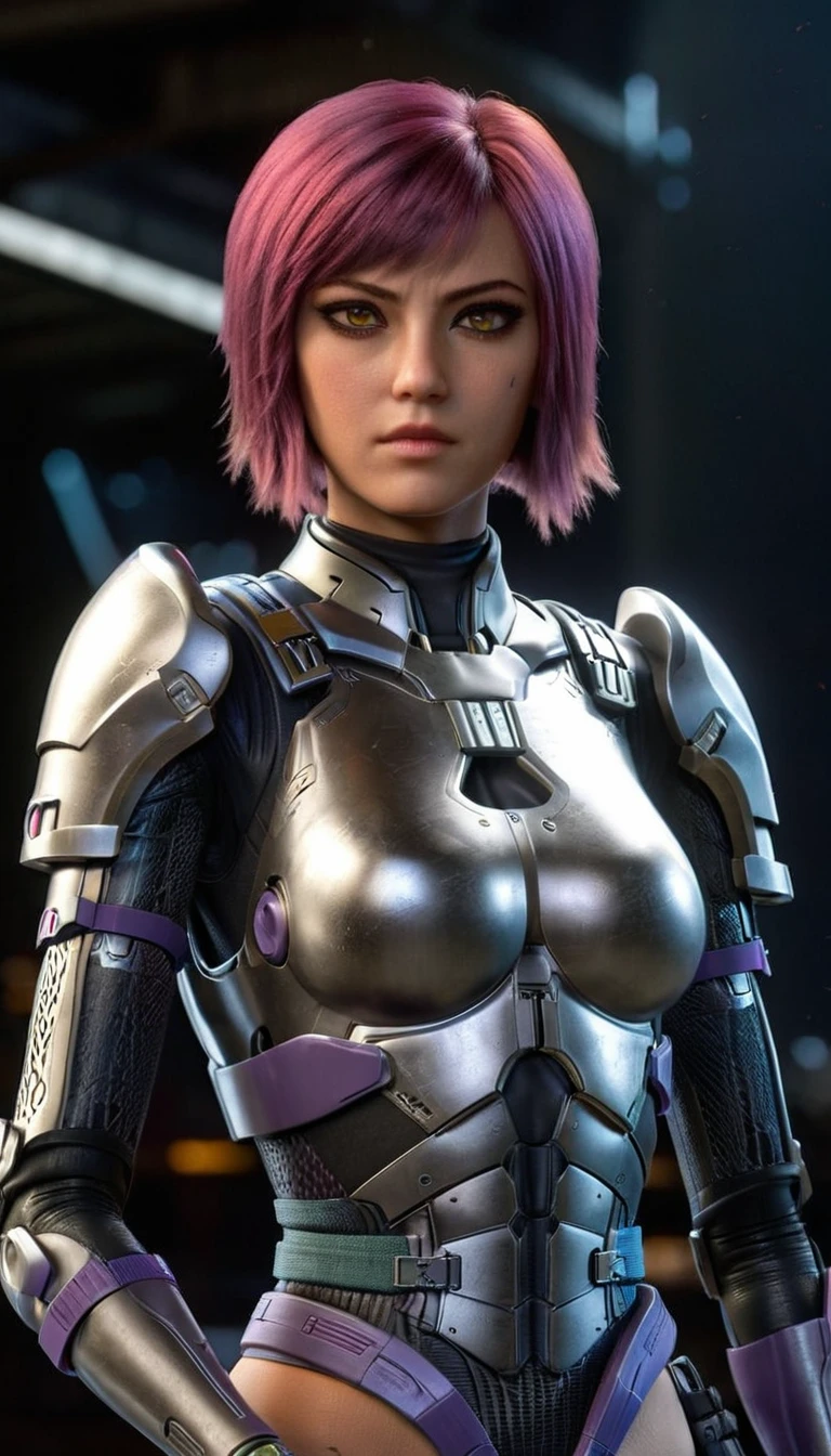 professional 3d model Cinematic scene, sabine wren, SILVER armor (HUGE BREASTS), Ghost in the Shell, detailed background, masterpiece, best quality, high quality, highres, absurdres . octane render, highly detailed, volumetric, dramatic lighting
