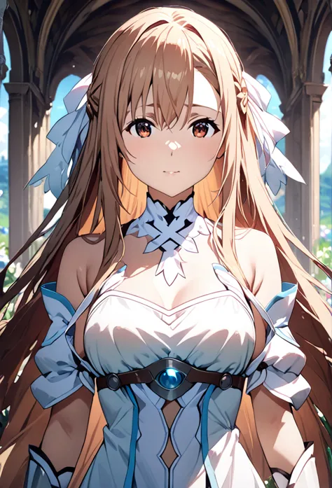 ((masterpiece)), highest quality, very detailed,(one girl),yuki asuna、asuna (stay), brown eyes,it has four eyes,  bare shoulders...