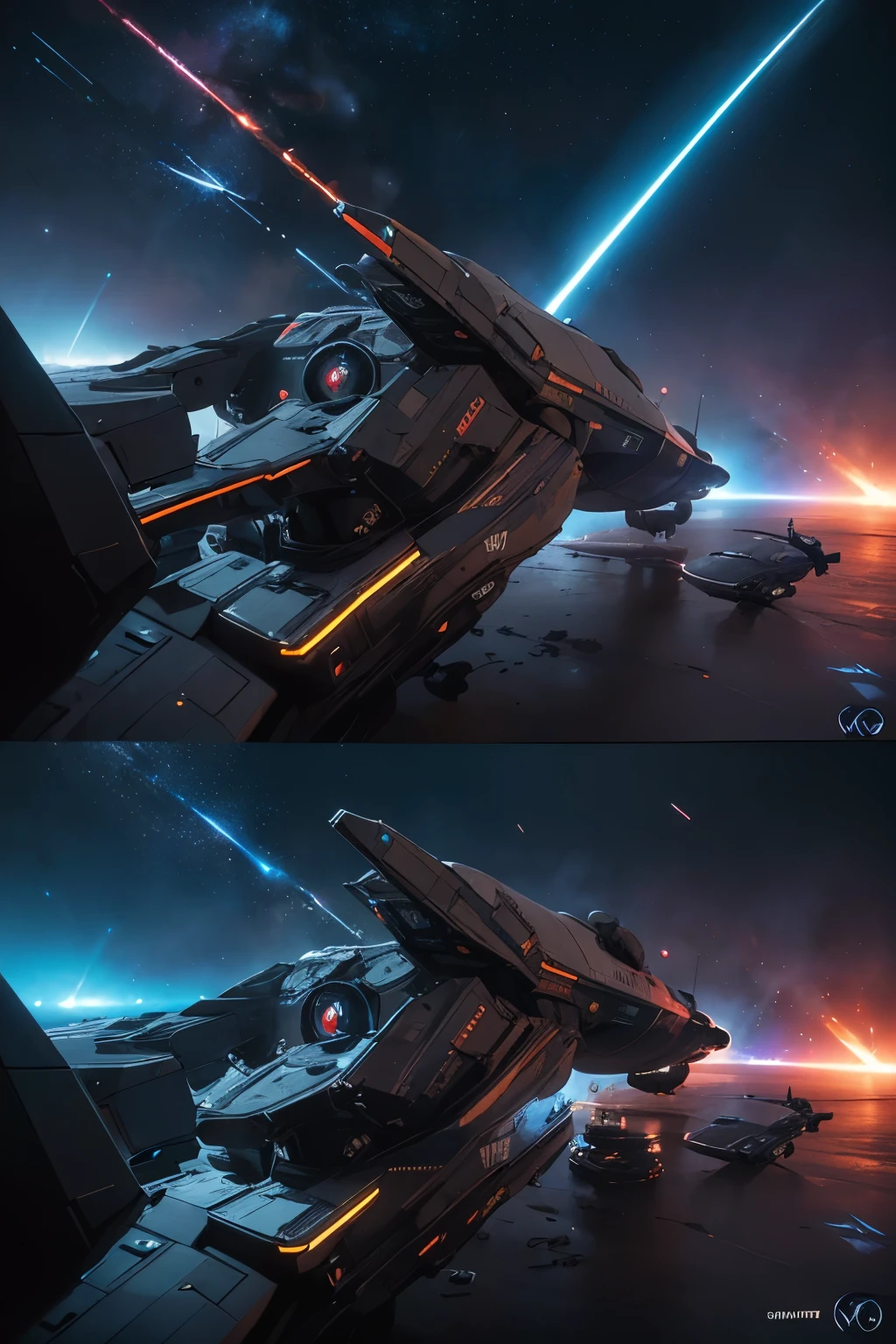 ((Epic Space War Masterpiece)), ((High-Resolution Galactic Conflict)), ((hyper-realistic Starfleet Battles)), (detailed Spacecraft Destructions), (Photorealistic:2.0), Spacemen in combat suits, (futuristic), (alien species), (advanced weapons), (energy shields), (laser blasts), (planetary ground assaults), (space-drifting debris), (cosmic backdrop), (Neon-lit starships), (holographic interface), (high-tech control consoles), (ai-driven starfighters), (stellar explosions), (dark matter effects), (warp speed