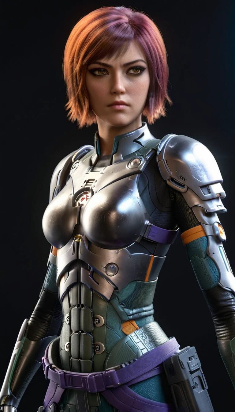 professional 3d model Cinematic scene, sabine wren, SILVER armor (HUGE BREASTS), Ghost in the Shell, detailed background, masterpiece, best quality, high quality, highres, absurdres . octane render, highly detailed, volumetric, dramatic lighting
