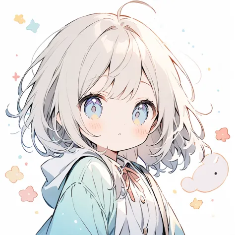 (White background),(Chibi Character) 、Small girl、girl、cute
