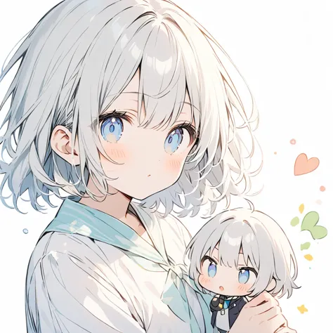 (White background),(Chibi Character) 、Small girl、girl、cute