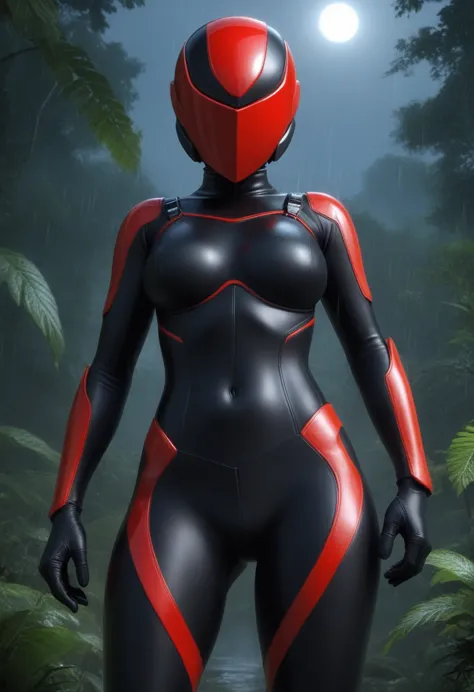 zPDXL, source_anime, BREAK Trilla, helmet with red visor, , armor,black gloves,tight bodysuit,,black pants, BREAK close-up, solo...
