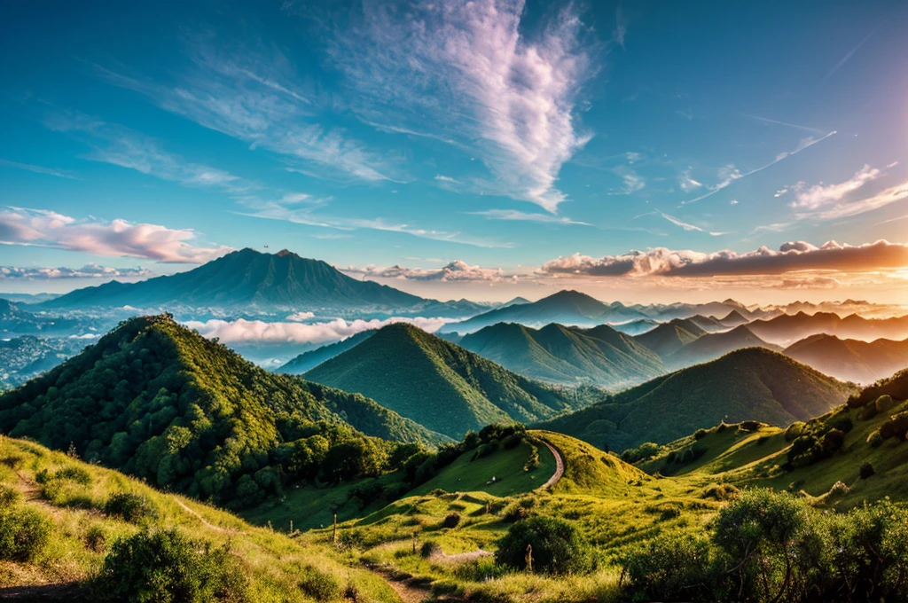 The landscapes around Batu Mountain are epic and grandiose, filmed in ultra high definition (16k uhd) highlight complex details, (Photorealistic,Ultra realistic, Best quality), masterpiece of professional photography, (A fascinating sight), (in a surreal setting), (The composition has perfect lighting...), a masterpiece combination of bright colors and liquid shades, laraxl,I