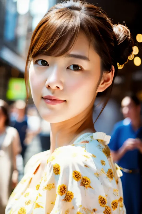 photoshoot by deborahwolf1, a skinny japanese woman, (brown hair), (hair with elegant bun), cute face, detailed face, detailed e...