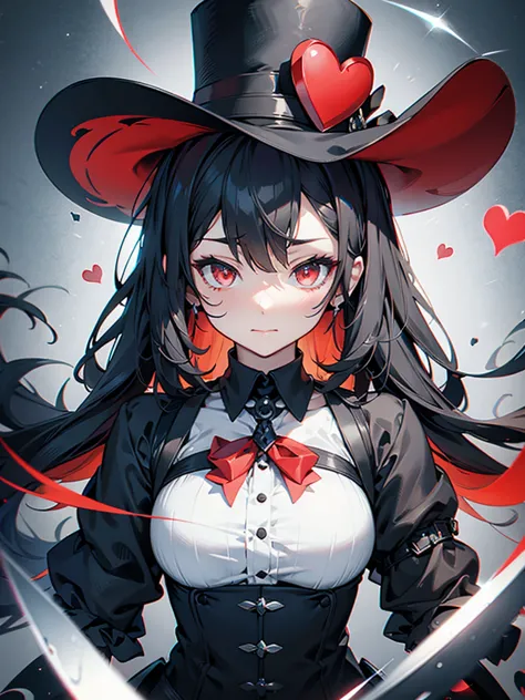 a close up of a person with a hat and a top hat, guys, anime cover, gothic harts, shadowverse style, from arknights, high detail...