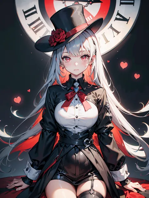 a close up of a person with a hat and a top hat, guys, anime cover, gothic harts, shadowverse style, from arknights, high detail...