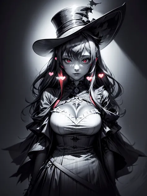 a close up of a person with a hat and a top hat, kawacy, anime cover, gothic harts, shadowverse style, from arknights, high deta...