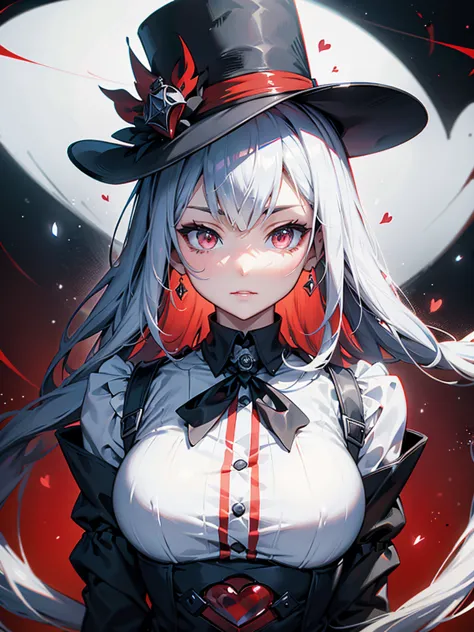 a close up of a person with a hat and a top hat, guys, anime cover, gothic harts, shadowverse style, from arknights, high detail...