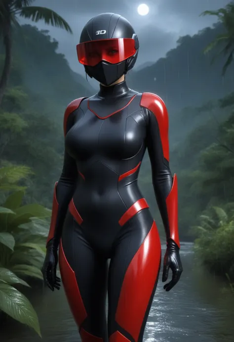 zPDXL, source_anime, BREAK Trilla, helmet with red translucent visor, , armor,black gloves,tight bodysuit,,black pants, BREAK cl...