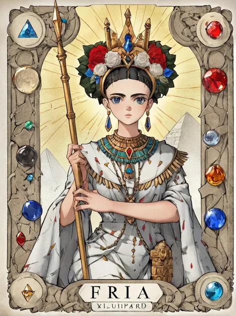 frida kahlo is a tarot card: score_9, score_8_up, score_7_up, score_6_up, score_5_up, [ acocleopatra],[white hair]killua from hu...