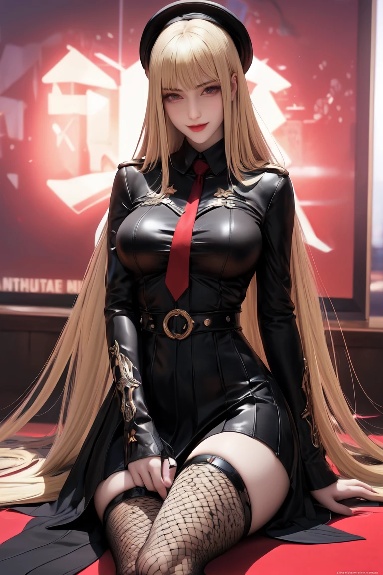 king, 8k, masterpiece, bset quality, girl wearing sexy military officer outfit, tight pants, fishnet stockings, wide-brimmed officer-style trench coat. white leather luxury, glossy, sexy girl fantasy anime artwork, fantasy anime illustration, 8k badass anime, 4k anime art wallpaper, 4k anime art wallpaper, artwork 2.5 d cgi fantasy anime art, 8k anime art wallpapers, detailed digital anime art, beautiful fantasy anime, majestic epic anime artwork, 4k anime wallpapers, artwork detailed anime, sexy, seductive, giant, women, anime style, best quality, extremely detailed, best silhouette), font (detail) backdrop, dark fantasy), (beautifully detailed face), high contrast, (best lighting details, extremely delicate and beautiful eyes), ((cinematic lights)), colorful, super detailed, dramatic lighting statue, intricate details (1 girl, solo, sharp face, . Blonde, super long hair, bangs, long eyelashes, dynamic angles),
