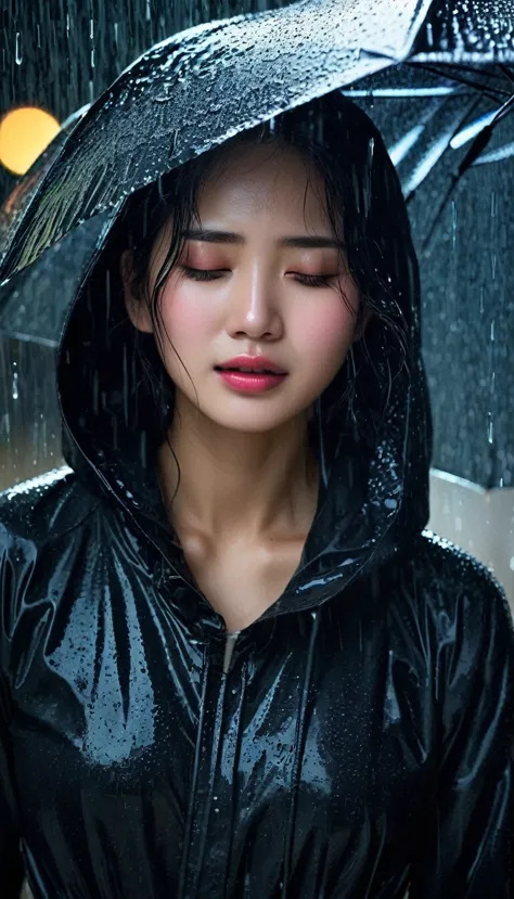 in the cold rain，A girl stands alone in a deserted place，Her figure looked particularly desperate。The rain hit her mercilessly，B...
