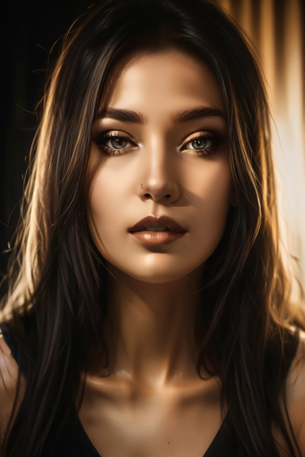 beautiful face woman Classic Low-Key Portrait: Bright, evenly lit portraits on the subject's face, detailed skin texture, realistic skin 