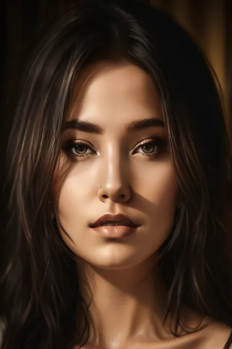 beautiful face woman Classic Low-Key Portrait: Bright, evenly lit portraits on the subject's face, detailed skin texture, realis...
