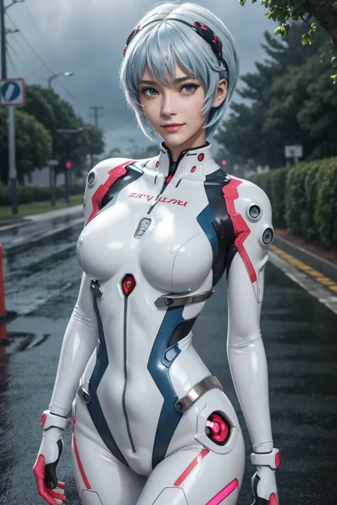 evangelion,rei ayanami,silver blue hair,red eyes,plug suit,bodysuits,interface headset,白いbodysuits,ultra hd,super high quality,m...