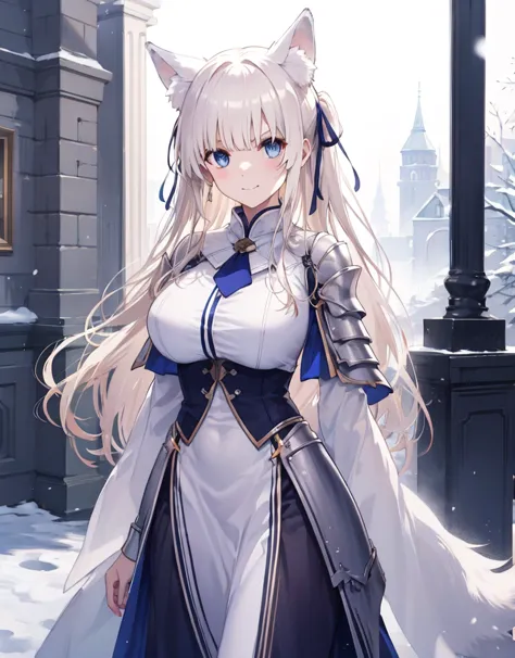 [[[ ultra-detailed, best quality, soft skin, beautiful, 4k]]] white hair, blue eyes, tied-up hair, slender body, dynamic angle, ...