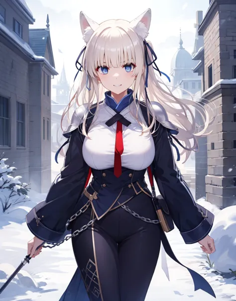 [[[ ultra-detailed, best quality, soft skin, beautiful, 4K]]] white hair, blue eyes, tied-up hair, slender body, dynamic angle, ...