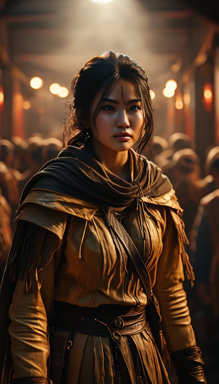 Temüjin rallying a small group of loyal followers for the first time, background cinematic, hyper realistic, ultra detailed hyper realistic, photorealistic, Studio Lighting, reflections, dynamic pose, Cinematic, Color Grading, Photography, Shot on 50mm lens, Ultra-Wide Angle, Depth of Field, hyper-detailed, beautifully color, 8k, golden light from the front,