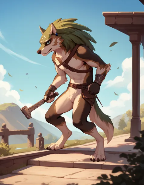 score_9, score_8_up, score_7_up, solo,
 wlflnk, animal focus, anthro, full body, furry, furry male,
scenery,