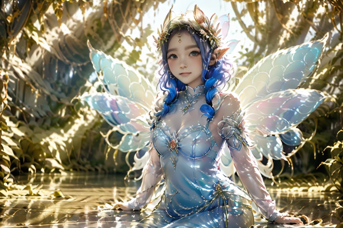 a fairy sitting neaby the lake