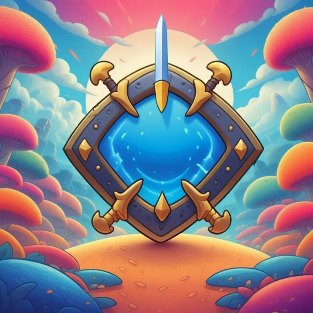 symbol, curve sword, mobile game art, banner, detailed game art, stylized game art, game illustration, splash screen art, full card design, extended art, adtime style art, saturated colorful