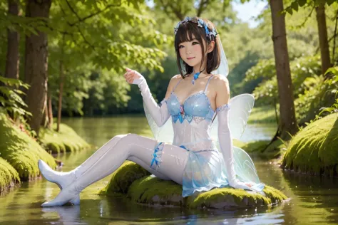 a fairy sitting nearby the lake of stinky cum bath