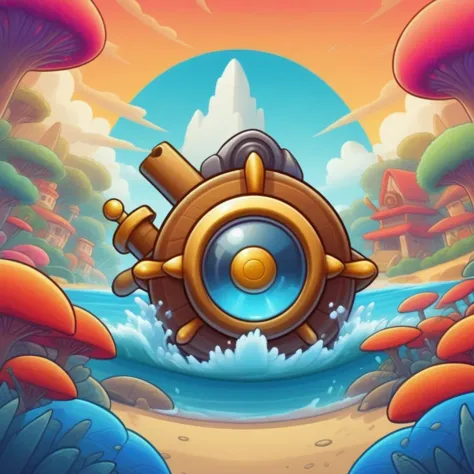 spyglass item , mobile game art, banner, detailed game art, stylized game art, game illustration, splash screen art, full card d...