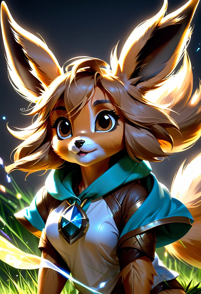 ponto fraco, Apenas para um menino, por Greg Rutkowski, RPG, D&D, tendências no artstation, luz volumétrica, alto detalhe, alta definição, Resolução 4k.. retrato da linda e adorável senhorita mascote eevee eevee eevee eevee eevee eevee eevee eevee