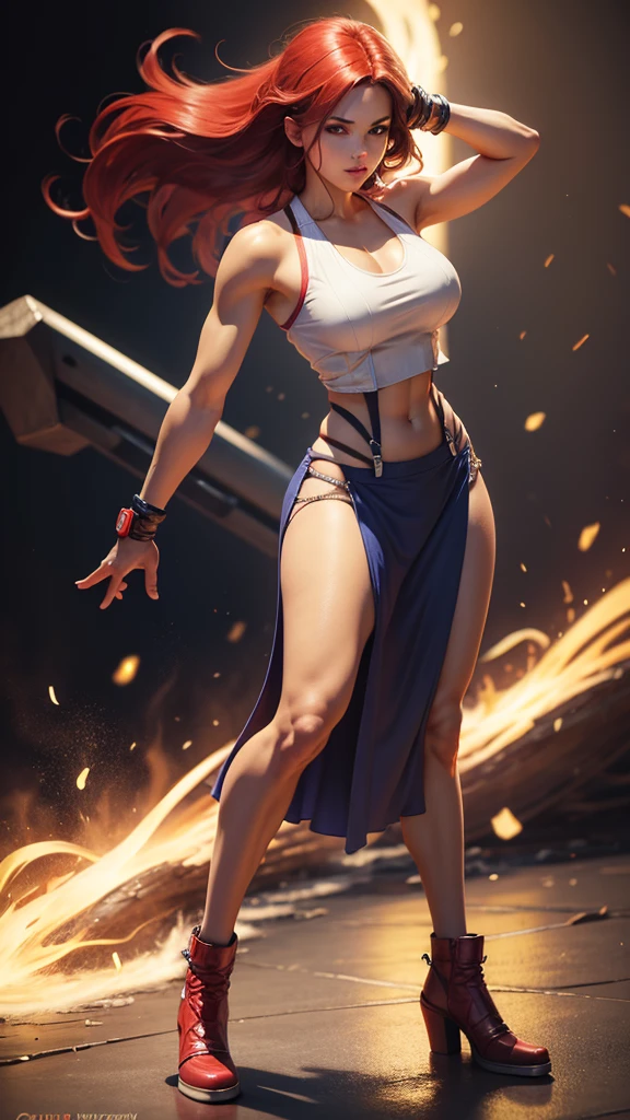 Vanessa do kof, view from the front, full body view, boxing guard pose