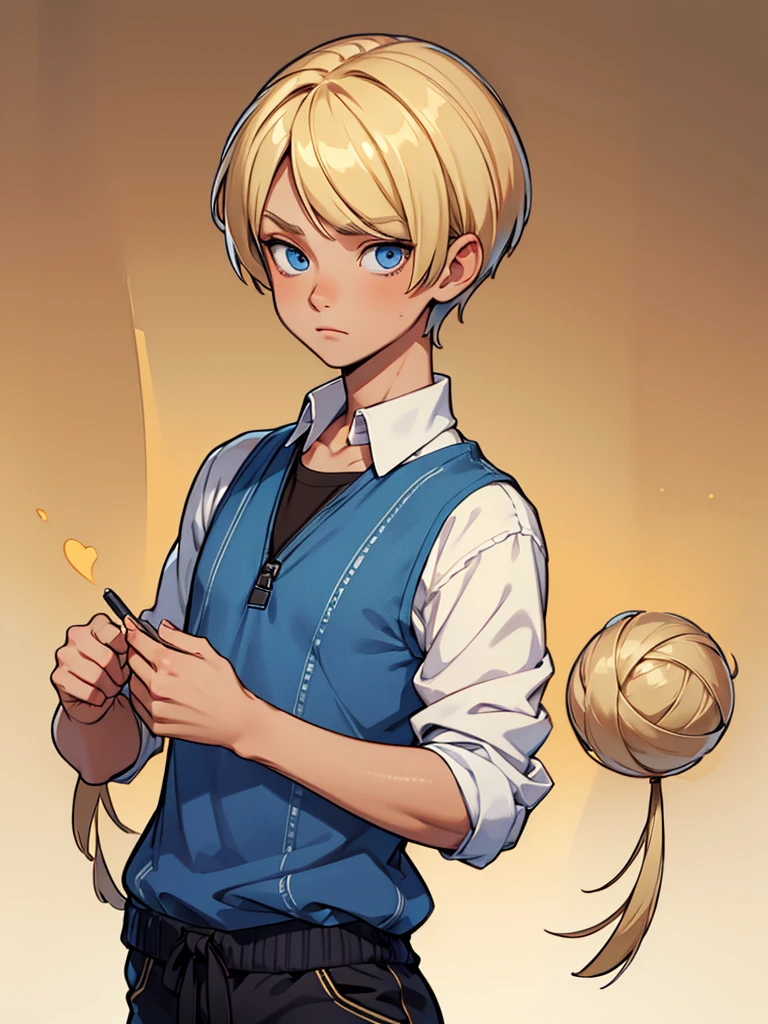 (best quality), 1boy, tanned skin, blonde hair, short hair, side bangs, beautiful hairstyle, blue eyes, perfect eyes, femboy, slender, handsome, attractive, casual clothes, skinny body, masterpiece, anatomically correct, highres
