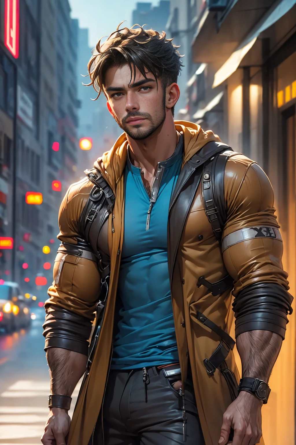 ((a handsome man, male model modern clothing, full-length portrait: 1.5)), (best quality, 4k, 8k, high resolution, masterpiece: 1.2), ultra detailed, (realistic, photorealistic, photorealistic : 1.37), HDR, UHD, studio lighting, ultra-fine painting, sharp focus, physically based rendering, extreme detailed description, professional, vivid colors, bokeh, dramatic lighting, cinematic compositing