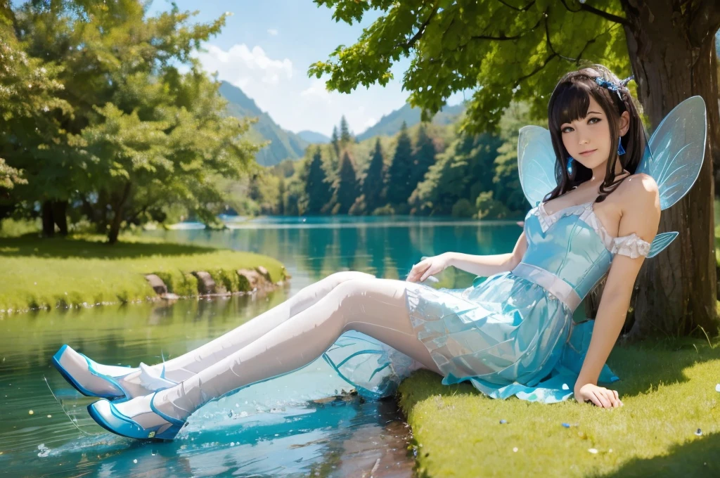 a fairy sitting nearby the lake of her stinky fluids