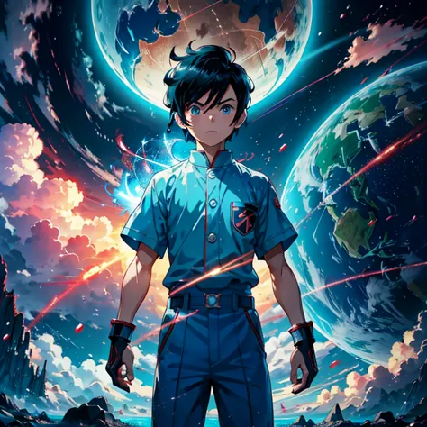 (astro boy)、pluto、netflix anime、１１year old boy、（fly in the sky）、anger、grit your teeth、hold your breath、upset、evil、disgust、excite...