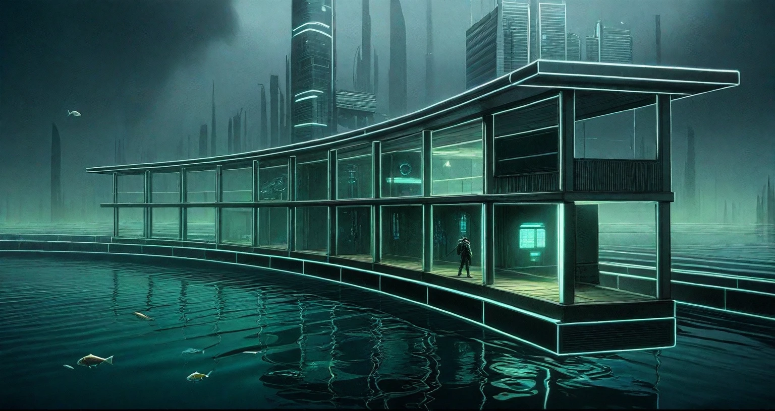 DonMN01rXL 애니메이션 미래 도시 물고기 학교 ,  
