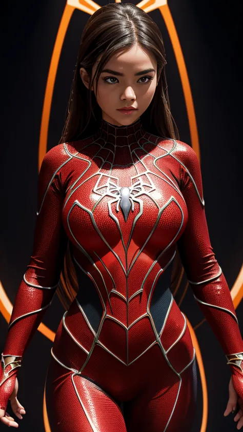 4k, Masterpiece,  8k, full HD, cristal clear,  a girl wearing spider woman suit. Details body, details everything. 