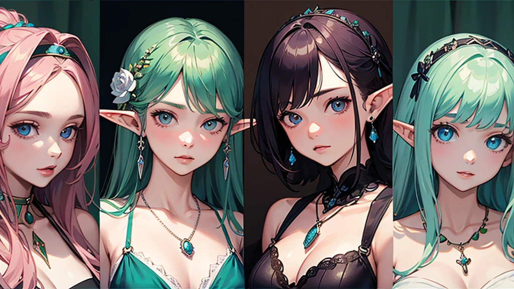 Elf、Official Art,(最high quality, masterpiece:1.2), Portrait Photography、3 Girls, 最high quality, masterpiece, High resolution, [purple|Sliver|green] _hair, Swimsuit accessory, necklace, jewelry, Beautiful Face, I&#39;m looking forward to, Full body image, Realistic, Outdoor, Modern Pool, Two-tone lighting, (Skin with attention to detail: 1.2), 8K Ultra HD, Digital SLR, Soft Light, high quality, Volumetric Light, Frank, RAW Photos, High resolution, 4K, 8K, Background Blur