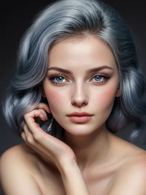 genere moi une femme agée de 20 ans couleur de cheveux chatain claire yeux bleux yeux ecarté  visage en forme de coeur femme de ...