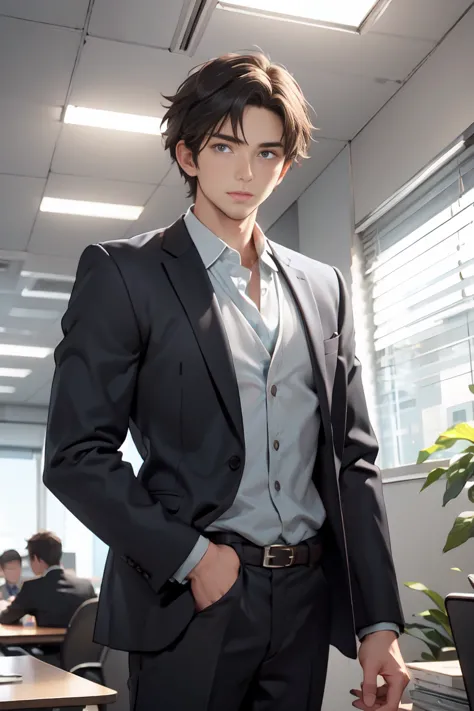 handsome men , office room